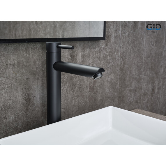 СМЕСИТЕЛЬ ВЫСОКИЙ ДЛЯ РАКОВИНЫ GID BERLIN SS080-BM-D SS080BMD ЧЕРНЫЙ МАТОВЫЙ