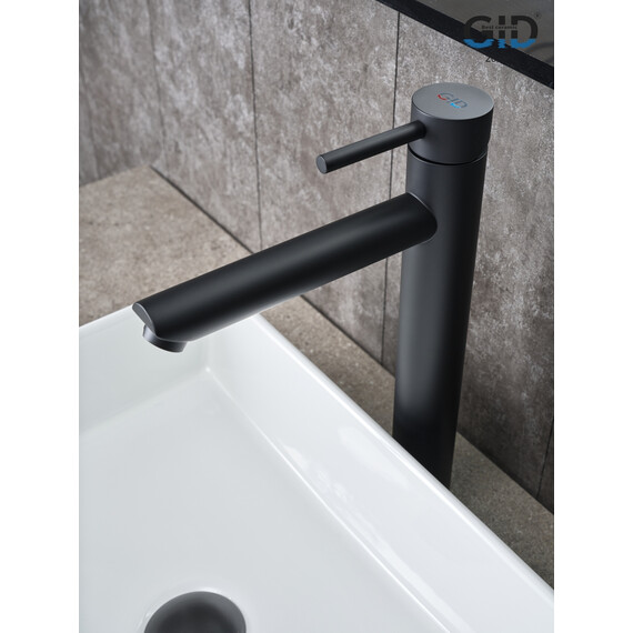 СМЕСИТЕЛЬ ВЫСОКИЙ ДЛЯ РАКОВИНЫ GID BERLIN SS080-BM-D SS080BMD ЧЕРНЫЙ МАТОВЫЙ