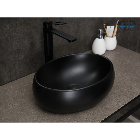 РАКОВИНА GID BM9030DS 53384 НАКЛАДНАЯ ЧЕРНАЯ МАТОВАЯ 40X30X13.5