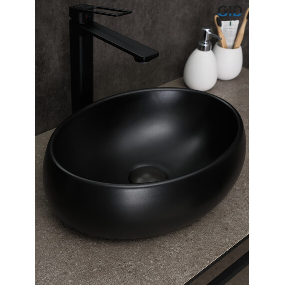 РАКОВИНА GID BM9030DS 53384 НАКЛАДНАЯ ЧЕРНАЯ МАТОВАЯ 40X30X13.5