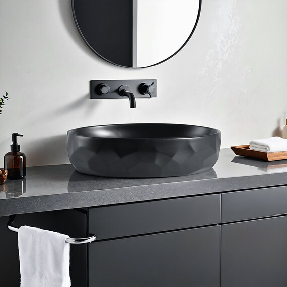 РАКОВИНА GID BM9030WX 53385 НАКЛАДНАЯ ЧЕРНАЯ МАТОВАЯ 60X40X15