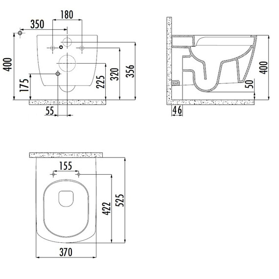 CREAVIT ELEGANT УНИТАЗ ПОДВЕСНОЙ БЕЗОБОДКОВЫЙ С БИДЕ
