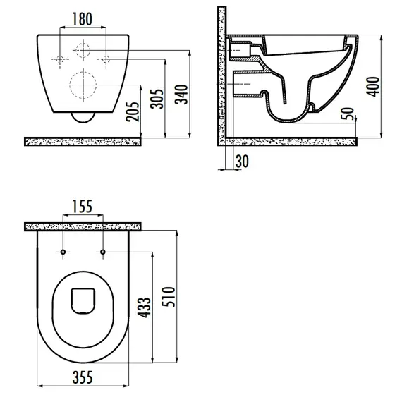 CREAVIT FREE УНИТАЗ ПОДВЕСНОЙ С БИДЕ АНТРАЦИТ