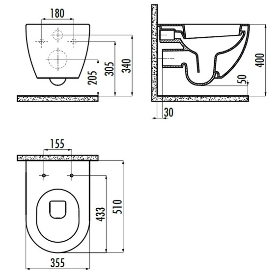 CREAVIT FREE УНИТАЗ ПОДВЕСНОЙ БАЗАЛЬТ