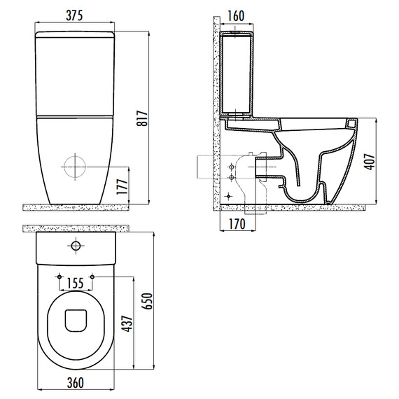 CREAVIT FREE УНИТАЗ К СТЕНЕ