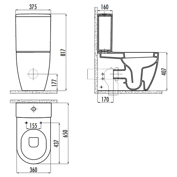CREAVIT FREE УНИТАЗ К СТЕНЕ