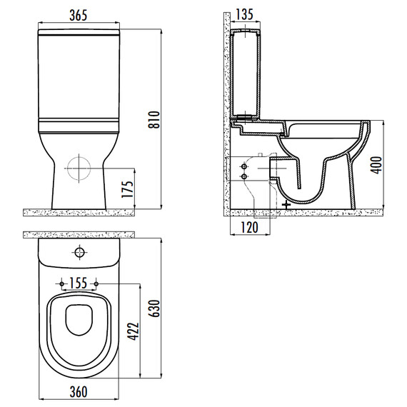 CREAVIT LETOON УНИТАЗ НАПОЛЬНЫЙ БЕЗОБОДКОВЫЙ LT361-11CB00E-0000