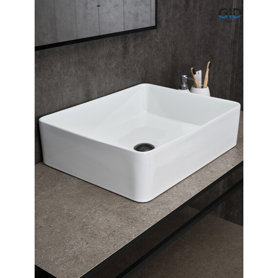 РАКОВИНА GID N9104 51236 НАКЛАДНАЯ БЕЛАЯ 52X41X13.5