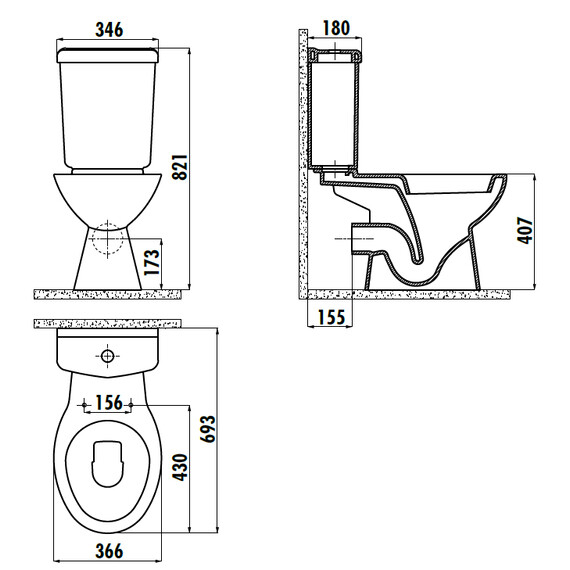 CREAVIT PITTA УНИТАЗ С БИДЕ PA310.00000
