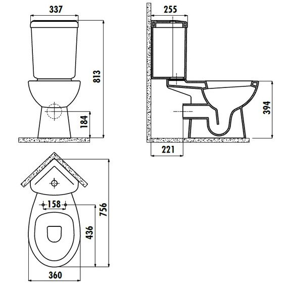 CREAVIT CORNER УНИТАЗ
