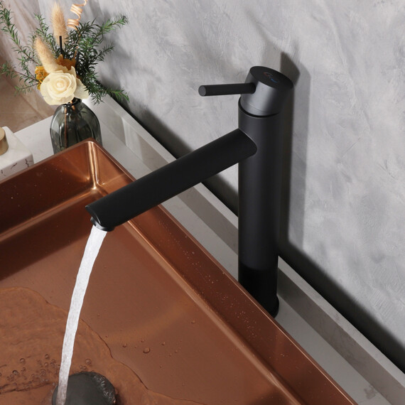 СМЕСИТЕЛЬ ВЫСОКИЙ ДЛЯ РАКОВИНЫ GID BERLIN SS080-BM-D SS080BMD ЧЕРНЫЙ МАТОВЫЙ