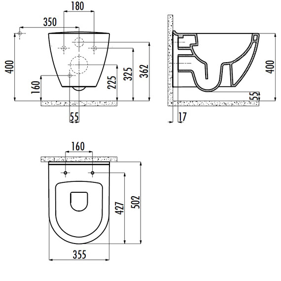 CREAVIT УНИТАЗ ПОДВЕСНОЙ БЕЗОБОДКОВЫЙ С БИДЕ