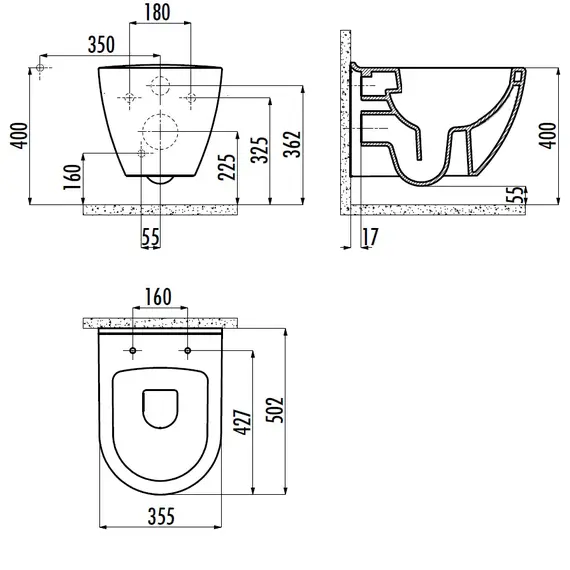 CREAVIT УНИТАЗ ПОДВЕСНОЙ БЕЗОБОДКОВЫЙ С БИДЕ