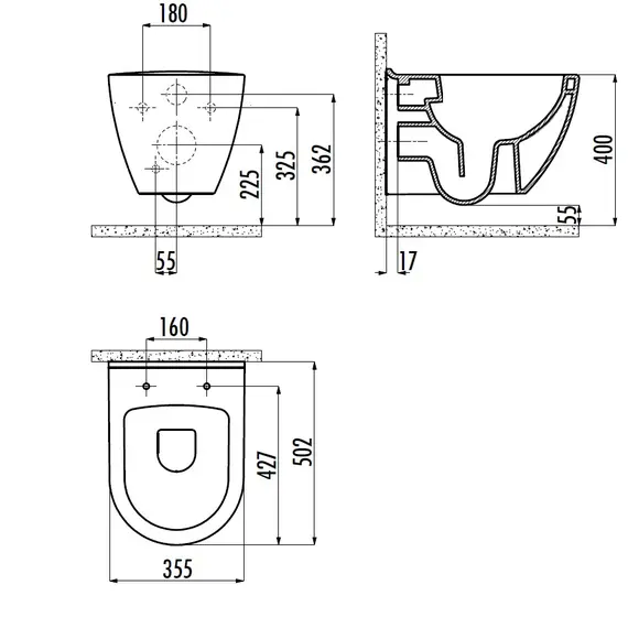 CREAVIT УНИТАЗ ПОДВЕСНОЙ БЕЗОБОДКОВЫЙ