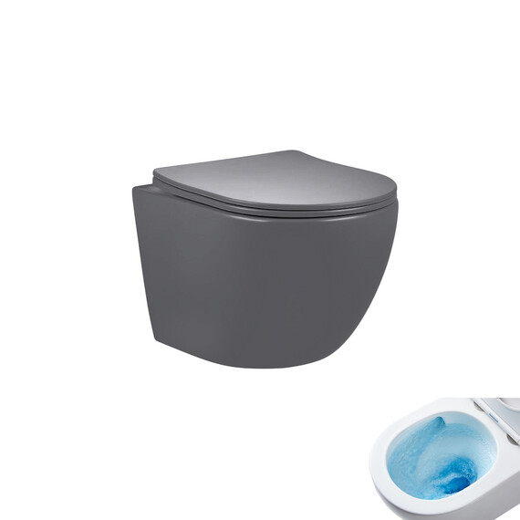УНИТАЗ ПОДВЕСНОЙ TORNADO GID TR2122TF-DGM 62260Y СЕРЫЙ МАТОВЫЙ 49X36X36