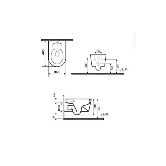 УНИТАЗ ПОДВЕСНОЙ TORNADO GID TR2133TF-BUM 62301Y СИНИЙ МАТОВЫЙ 49X36X34