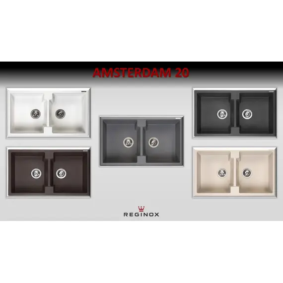 ГРАНИТНАЯ МОЙКА REGINOX AMSTERDAM 20 BLACK SILVERY