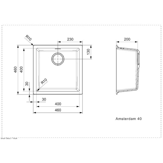 ГРАНИТНАЯ МОЙКА REGINOX AMSTERDAM 40 BLACK SILVERY
