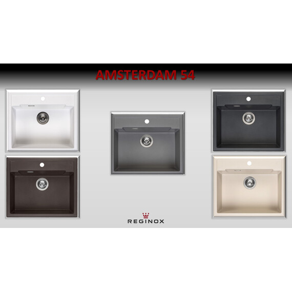 ГРАНИТНАЯ МОЙКА REGINOX AMSTERDAM 54 BLACK SILVERY