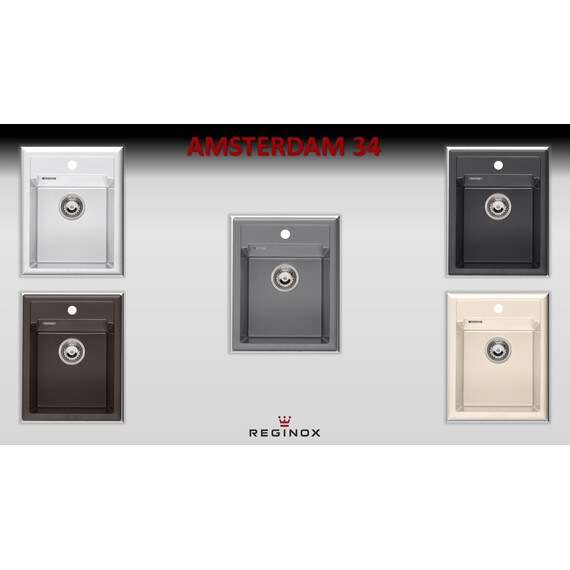 ГРАНИТНАЯ МОЙКА REGINOX AMSTERDAM 34 BLACK SILVERY