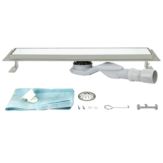 ДУШЕВОЙ ТРАП ALMAES LAGUNA БЕЛОЕ  СТЕКЛО 700 ММ