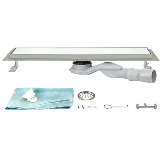 ДУШЕВОЙ ТРАП ALMAES LAGUNA БЕЛОЕ  СТЕКЛО 800 ММ