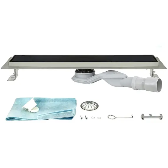 ДУШЕВОЙ ТРАП ALMAES LAGUNA ЧЕРНОЕ СТЕКЛО 800 ММ