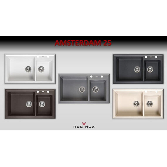 ГРАНИТНАЯ МОЙКА REGINOX AMSTERDAM 25 GREY SILVERY