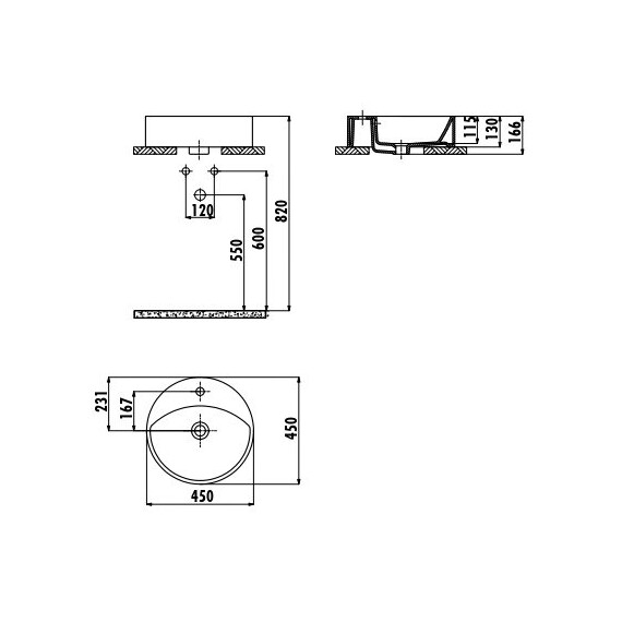 РАКОВИНА CREAVIT MN145 МЕБЕЛЬНАЯ (45СМ)
