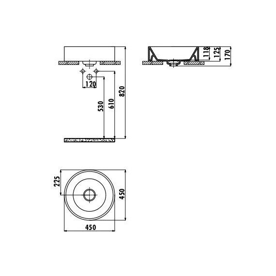 РАКОВИНА CREAVIT МЕБЕЛЬНАЯ НАКЛАДНАЯ С ДОННЫМ КЛАПАНОМ (45СМ) MN146.00000
