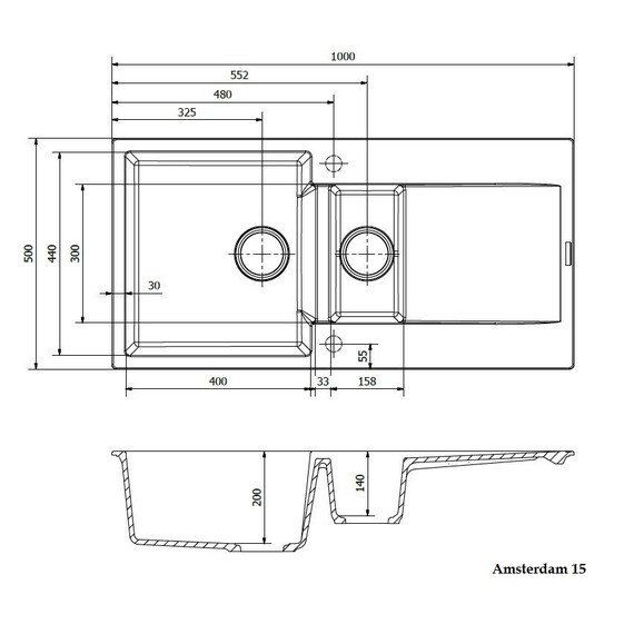 ГРАНИТНАЯ МОЙКА REGINOX AMSTERDAM 15 BLACK SILVERY