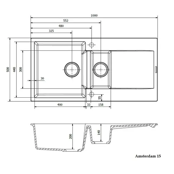 ГРАНИТНАЯ МОЙКА REGINOX AMSTERDAM 15 PURE WHITE