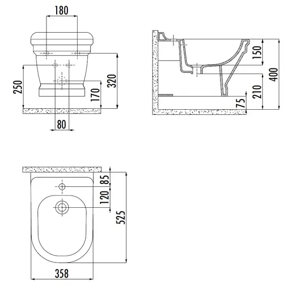 БИДЕ НАПОЛЬНОЕ CREAVIT ANTIK AN510 БЕЛЫЙ
