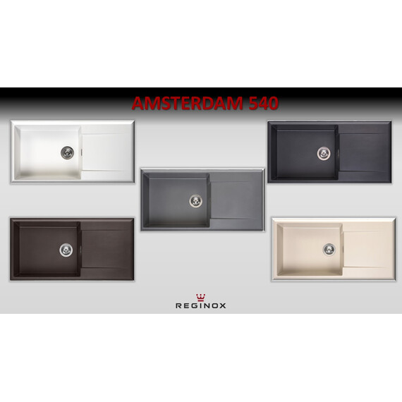 ГРАНИТНАЯ МОЙКА REGINOX AMSTERDAM 540 BLACK SILVERY