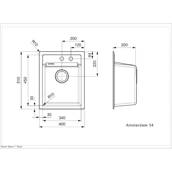 ГРАНИТНАЯ МОЙКА REGINOX AMSTERDAM 34 PURE WHITE