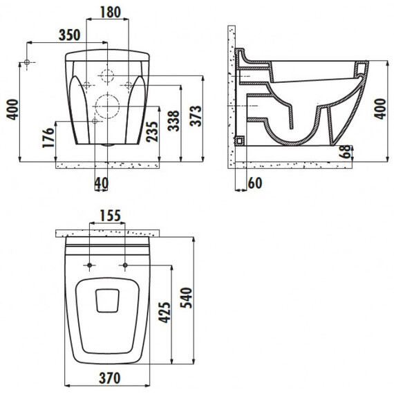 CREAVIT BULL УНИТАЗ ПОДВЕСНОЙ