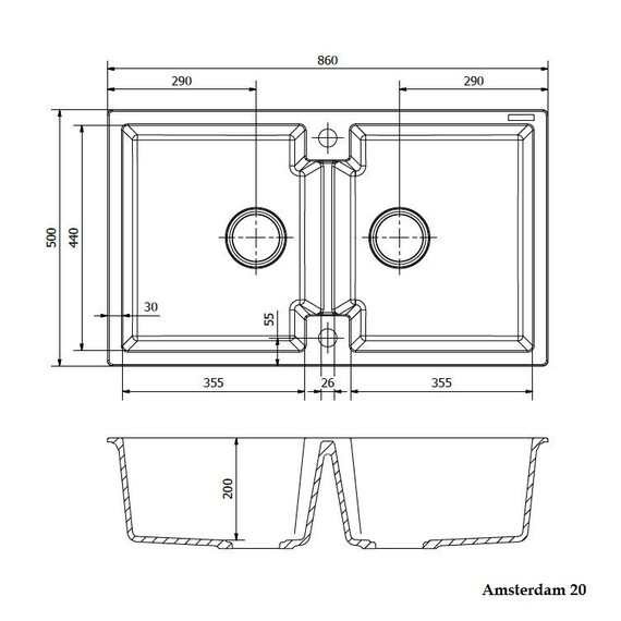 ГРАНИТНАЯ МОЙКА REGINOX AMSTERDAM 20 CAFFE SILVERY