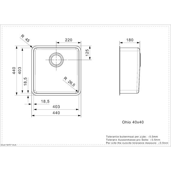 КУХОННАЯ МОЙКА REGINOX OHIO 40X40 ARCTIC WHITE