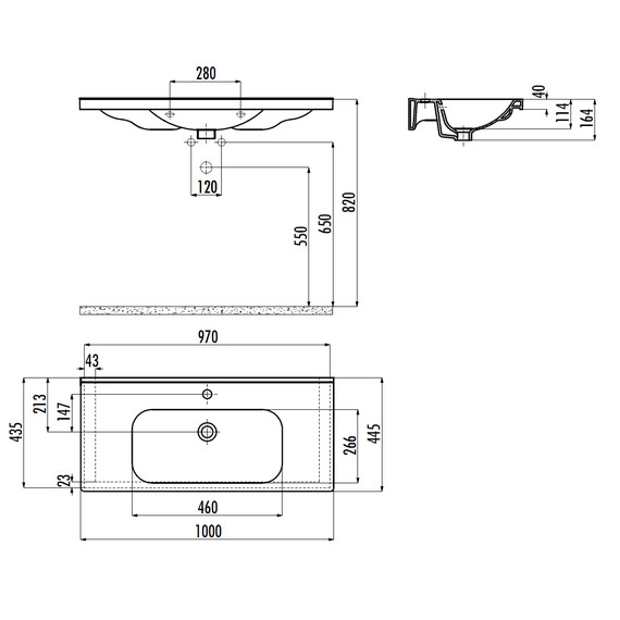 РАКОВИНА CREAVIT EK100 МЕБЕЛЬНАЯ  (45*100СМ)