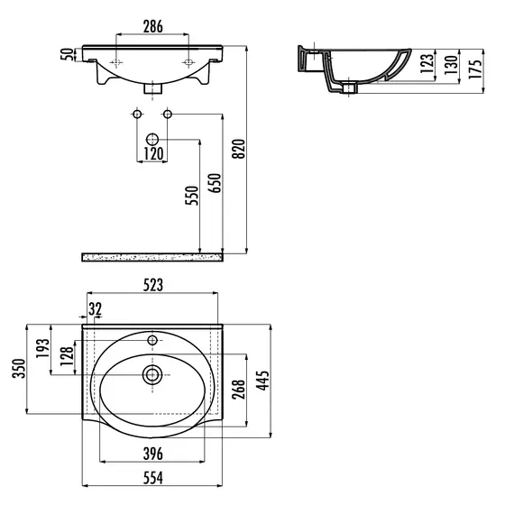 РАКОВИНА CREAVIT МЕБЕЛЬНАЯ/ПОДВЕСНАЯ (55 СМ) ET155.00000
