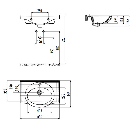 РАКОВИНА CREAVIT ET165 МЕБЕЛЬНАЯ (65СМ)