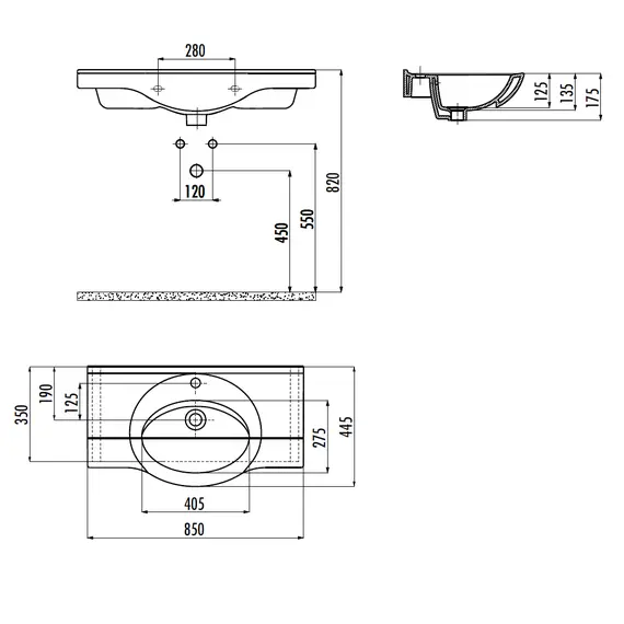 РАКОВИНА CREAVIT МЕБЕЛЬНАЯ/ПОДВЕСНАЯ (85СМ) ET185.00000