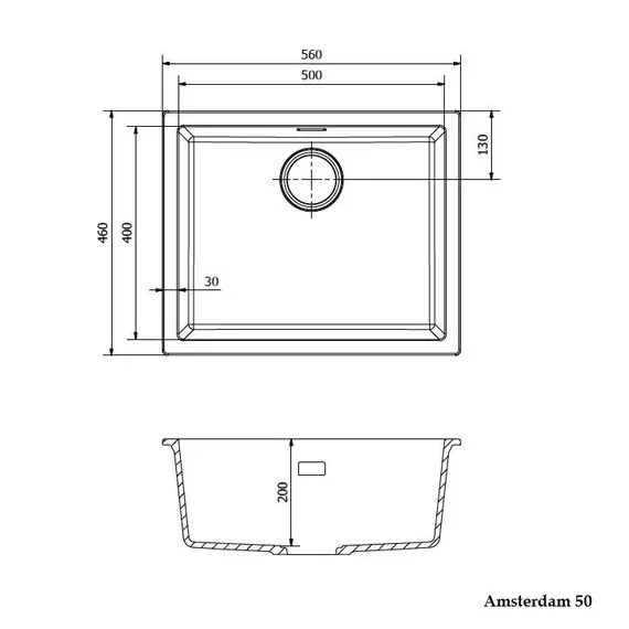 ГРАНИТНАЯ МОЙКА REGINOX AMSTERDAM 50 BLACK SILVERY