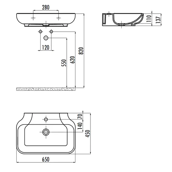 РАКОВИНА CREAVIT FREE (45*65 СМ)