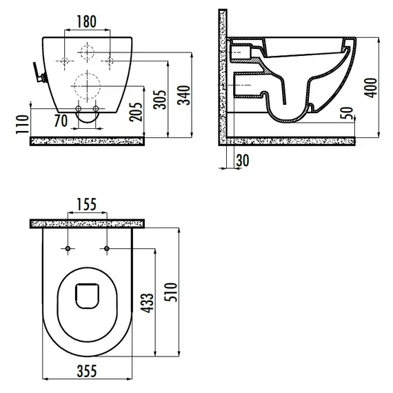 CREAVIT FREE УНИТАЗ ПОДВ С БИДЕ С КРАНОМ