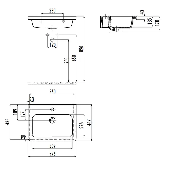 РАКОВИНА CREAVIT IP060 МЕБЕЛЬНАЯ (45*60СМ)