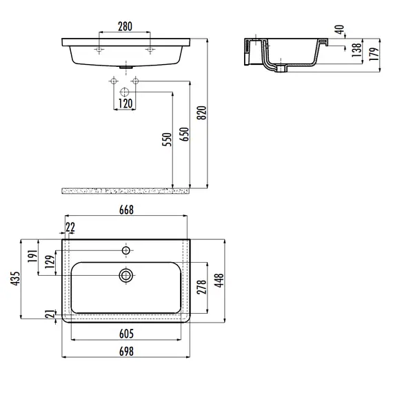 РАКОВИНА CREAVIT IP070 МЕБЕЛЬНАЯ (45*70СМ) IP070.00000
