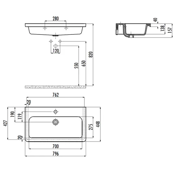РАКОВИНА CREAVIT IP080 МЕБЕЛЬНАЯ (45*80СМ) IP080