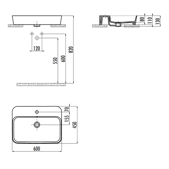 РАКОВИНА CREAVIT МЕБЕЛЬНАЯ (45*60 СМ) LP061