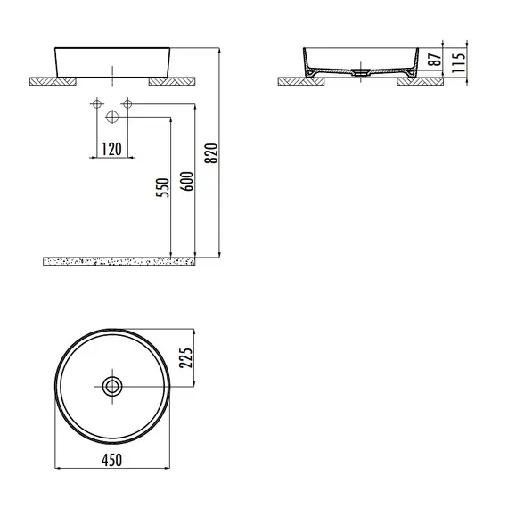 РАКОВИНА CREAVIT МЕБЕЛЬНАЯ (45 СМ) LP145 АНТРАЦИТ
